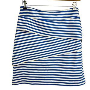 J.McLaughlin Nicola Skirt Striped Blue White Catalina Cloth Tiered Womens Medium